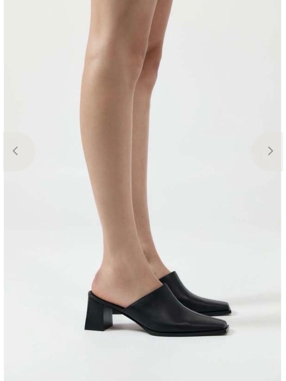St. Agni Black Leather Square-Toe Block Heel Mules - Picture 5 of 7
